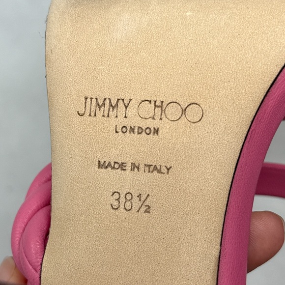 NEW Jimmy Choo Diosa Braided Square Toe Stiletto Heel Mule Sandals Pink 38.5 - Picture 10 of 14